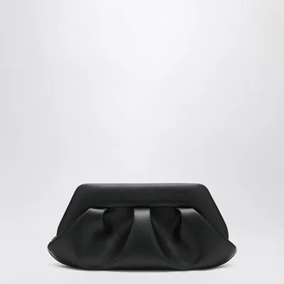 Themoirè Pleated Rectangular Shoulder Bag With Detachable Strap In Black