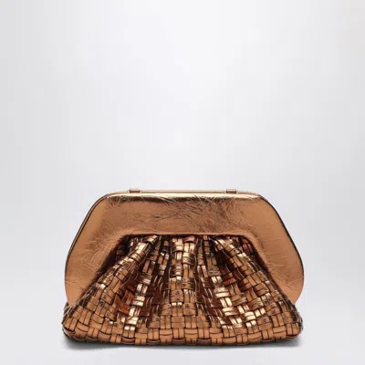 Themoirè Micro Woven Bronze Laminate Clutch Tia In Metallic