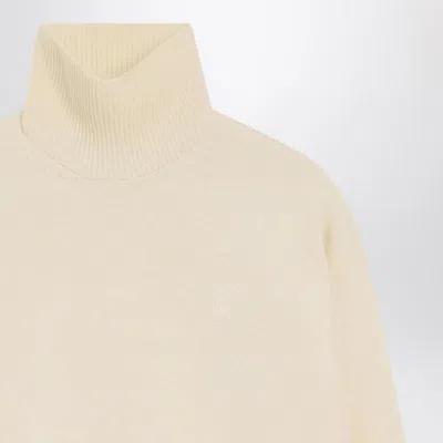 Ami Alexandre Mattiussi Ami Paris Ivory Ami Paris De Coeur Turtleneck Sweater In Neutral