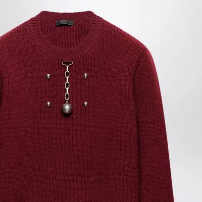 Prada Wool Crew-neck Sweater With Pendant In Multi