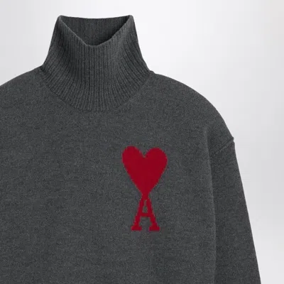 Ami Alexandre Mattiussi Ami Paris Turtleneck Sweater Ami Paris De Coeur In Gray
