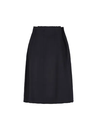 Prada Chevron Pleated Virgin Wool Midi Skirt In Multi