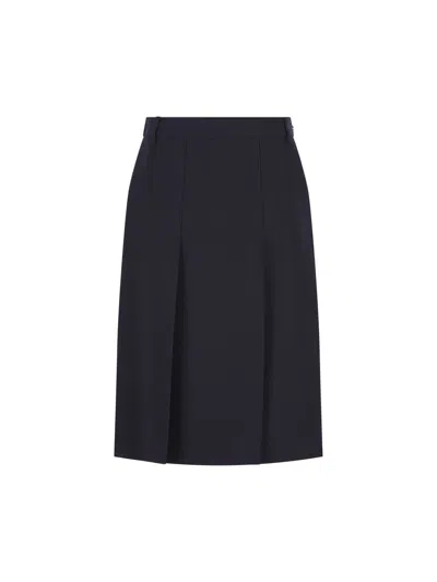 Prada Knee-length Skirt With Multiple Slits And Loops In Blue