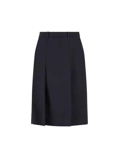 Prada Knee-length Skirt With Multiple Slits And Loops In Blue