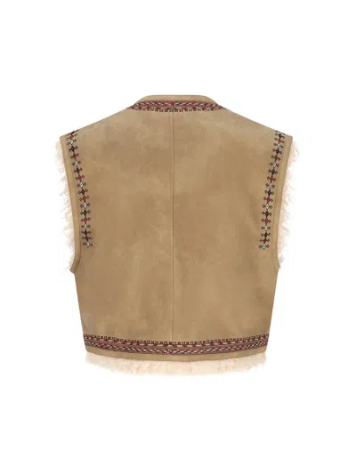 Isabel Marant Étoile Isabel Marant Etoile Clemencia Suede Short Vest With Shearling Lining In Neutral