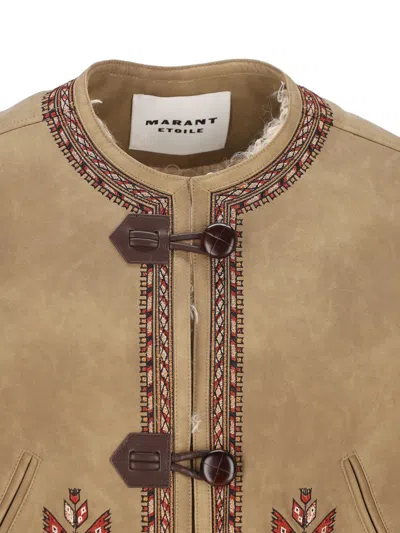 Isabel Marant Étoile Isabel Marant Etoile Clemencia Suede Short Vest With Shearling Lining In Neutral