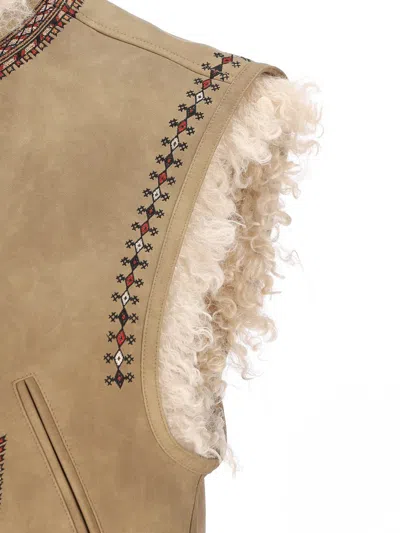 Isabel Marant Étoile Isabel Marant Etoile Clemencia Suede Short Vest With Shearling Lining In Neutral