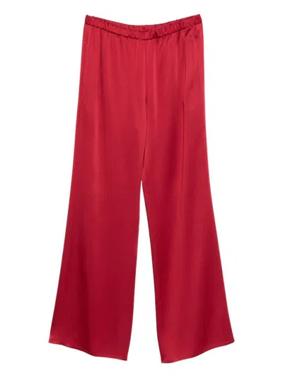 Antonelli Tailored Red Wide-leg Trousers With Elastic Waistband In Red