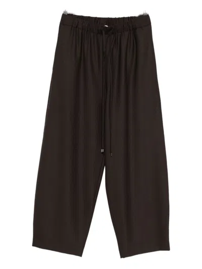 Antonelli Drawstring Cropped Trousers In Brown