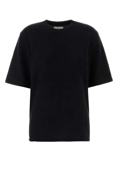 Loulou Studio Raven Short Sleeve Wool Blend Sweater In Black