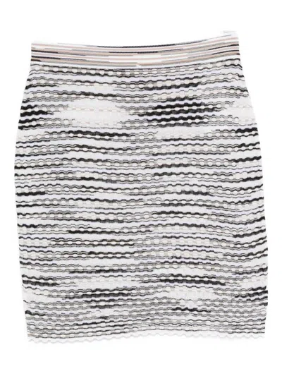 Missoni Striped Knit Skirt Elastic Waistband In Neutral