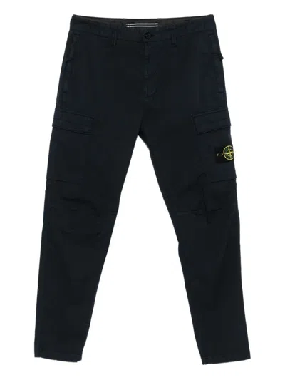 Stone Island Straight Leg Cargo Trousers With Multiple Pockets In Blue
