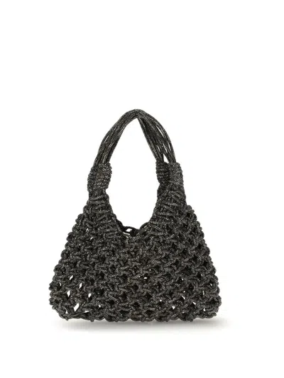 Hibourama Crystal-embellished Shoulder Bag In Gray
