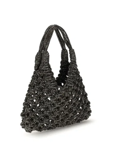 Hibourama Crystal-embellished Shoulder Bag In Gray
