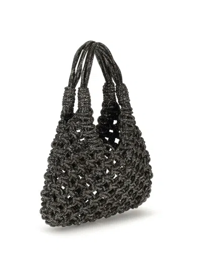 Hibourama Crystal-embellished Shoulder Bag In Gray