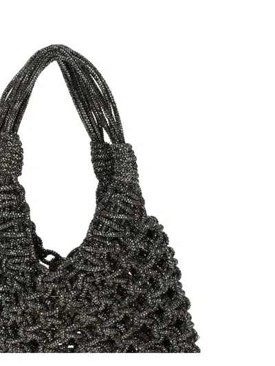 Hibourama Crystal-embellished Shoulder Bag In Gray