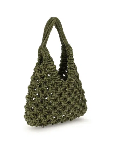 Hibourama Crystal-embellished Shoulder Bag In Green