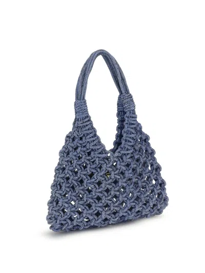 Hibourama Crystal-embellished Woven Shoulder Bag In Blue