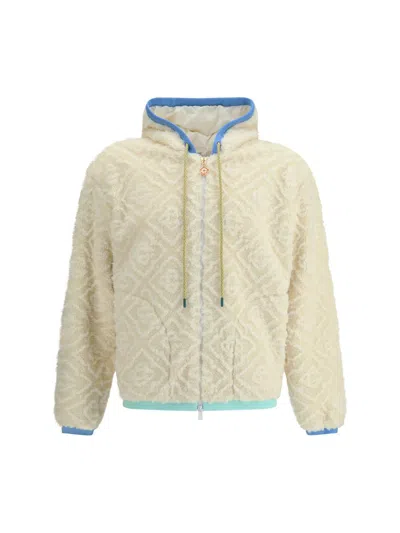 Casablanca Monogram Jacquard Oversized Fleece Jacket In Neutral