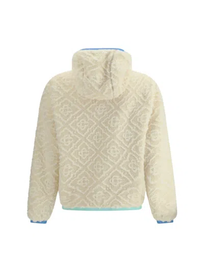 Casablanca Monogram Jacquard Oversized Fleece Jacket In Neutral