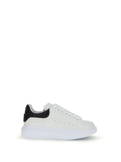 Alexander Mcqueen Crystal-embellished Leather Exaggerated-sole Sneakers In White