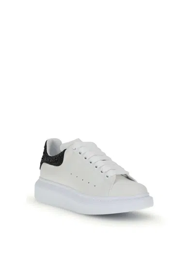 Alexander Mcqueen Crystal-embellished Leather Exaggerated-sole Sneakers In White