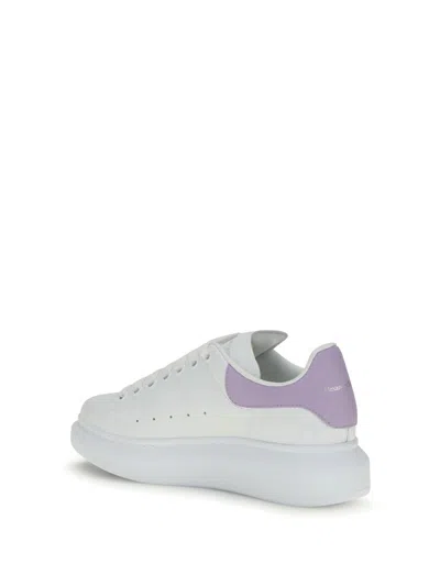 Alexander Mcqueen White Leather Sneakers With Lilac Leather Heel In White