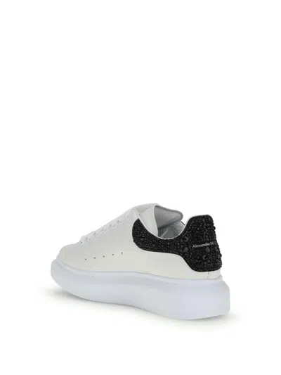 Alexander Mcqueen Crystal-embellished Leather Exaggerated-sole Sneakers In White