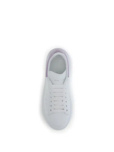 Alexander Mcqueen White Leather Sneakers With Lilac Leather Heel In White