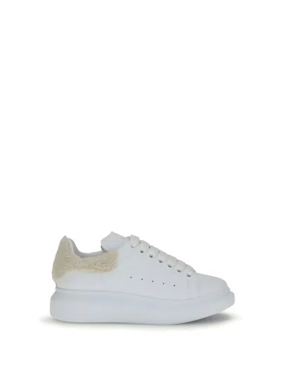 Alexander Mcqueen Mcqueen Oversize Genuine Shearling Trim Sneaker In White