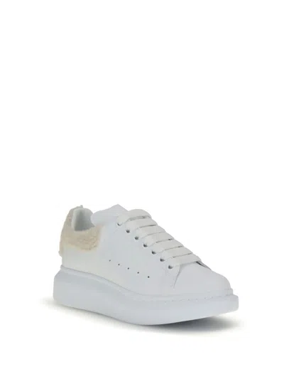 Alexander Mcqueen Mcqueen Oversize Genuine Shearling Trim Sneaker In White