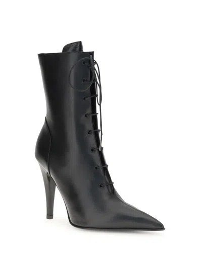 Alexander Mcqueen Leather Ankle Boots In Black