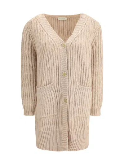 Bruno Manetti Wool Midi Cardigan In Gray