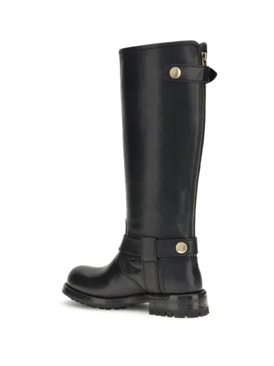 Dolce & Gabbana Buckle Lug Mid-calf Round Toe Boots In Black