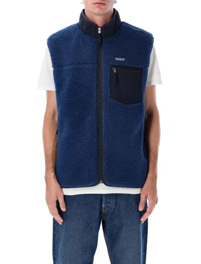 Patagonia Regular Fit Fleece Vest With Zippered Pockets In Blue