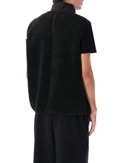 Patagonia Textured Fleece Vest With High Collar In Black