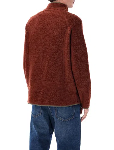 Patagonia Fleece Jacket With High Collar And Pockets In Brown