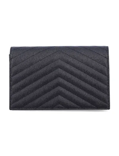 Saint Laurent Cassandre Chain Wallet In Black