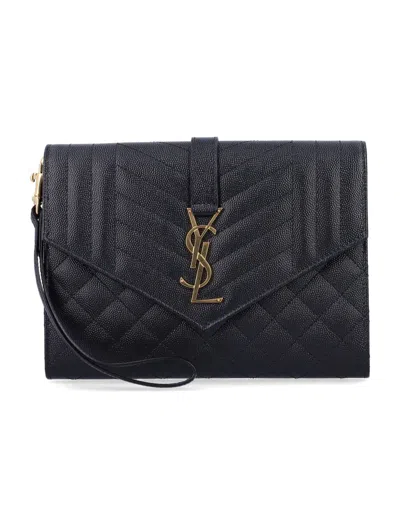 Saint Laurent Flap Pouch In Black