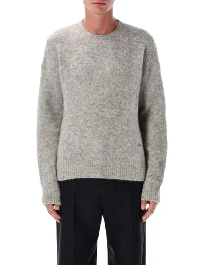 Ami Alexandre Mattiussi Ami Men Melange Grey Wool Blend Sweater In Neutral