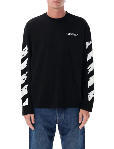 Off-white Airport Tape Long-sleeved T-shirt In Black