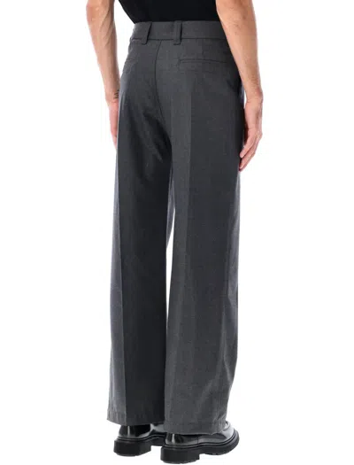 Lemaire Wide Leg Tailored Trousers Pleated Front In Blue