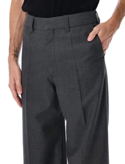 Lemaire Wide Leg Tailored Trousers Pleated Front In Blue