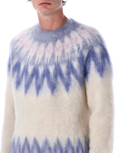 Isabel Marant Marant Nicolas Mohair Blend Sweater With Fair Isle Pattern In Neutral