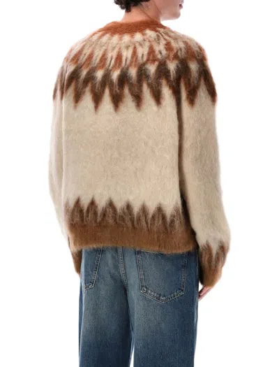 Isabel Marant Nicholas Oversize Fair Isle Mohair Blend Crewneck Sweater In Neutral
