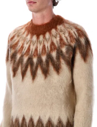 Isabel Marant Nicholas Oversize Fair Isle Mohair Blend Crewneck Sweater In Neutral