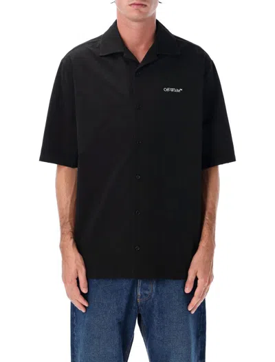 Off-white Graphic Print Bowling Shirt With Spread Collar In Black