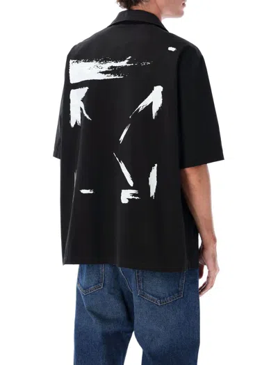 Off-white Graphic Print Bowling Shirt With Spread Collar In Black