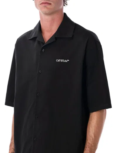 Off-white Graphic Print Bowling Shirt With Spread Collar In Black
