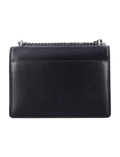 Saint Laurent Sunset Medium Smooth Leather Bag With Chain Strap In Black
